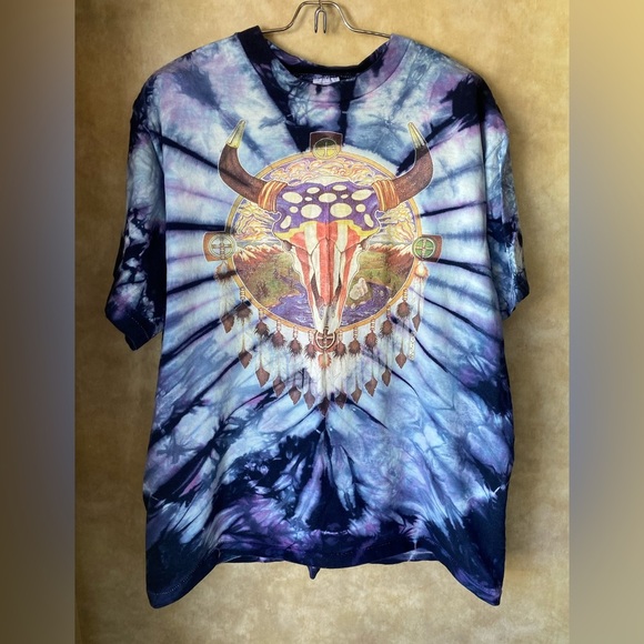 Delta Cotton Other - VTG Mikio Kennedy Tie Dye 90s Lakota Native Artist Western Skull Delta Cotton XL